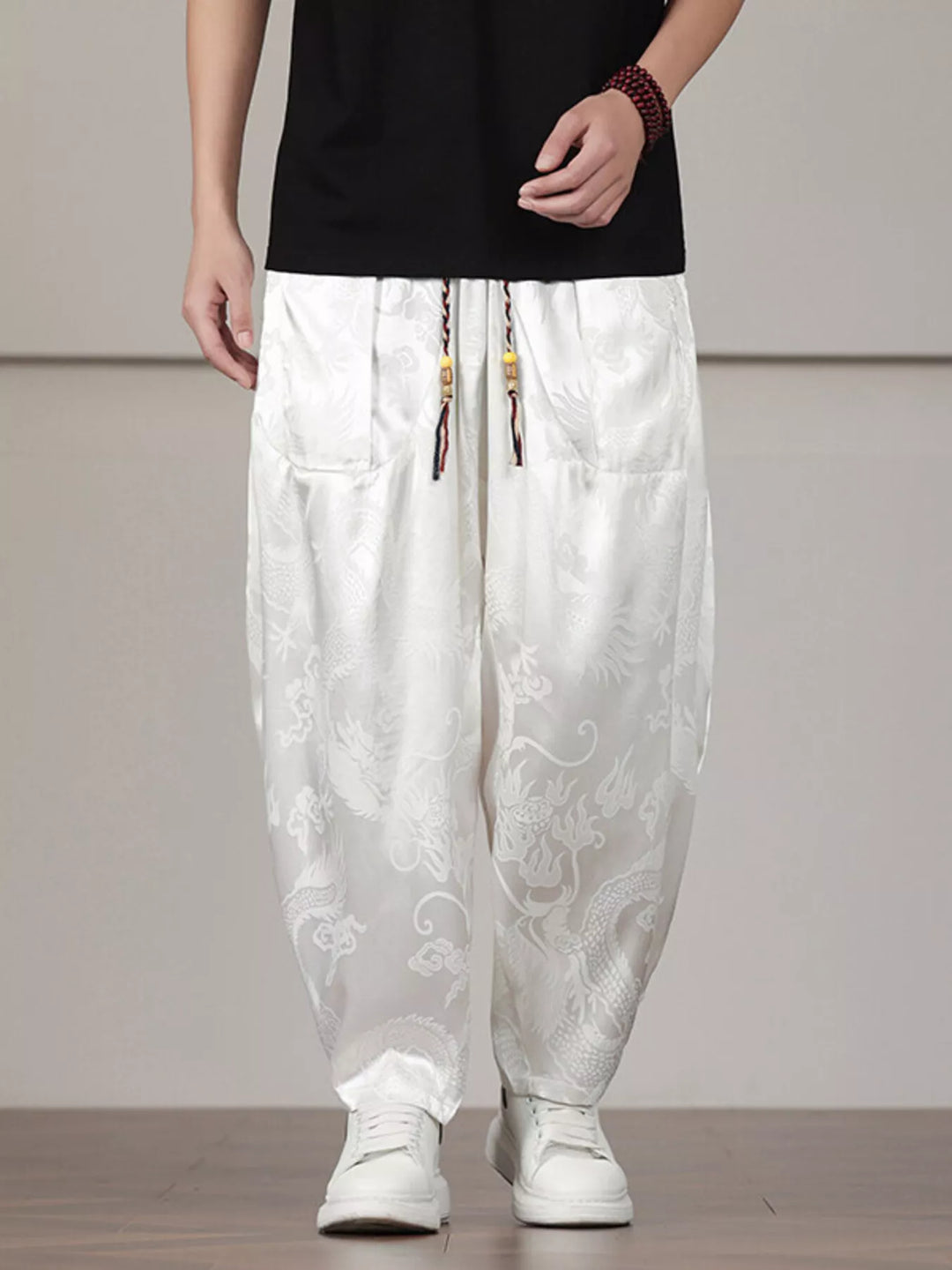 Men's Plus Size Dragon Pattern Harem Pants