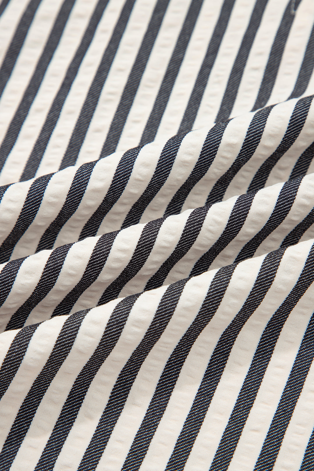 Black Stripe Polo Collar Half Zip Short Puff Sleeve Blouse