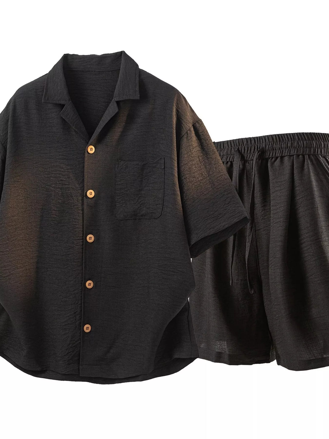 Men's Full Size Button Up Short Sleeve Shirt and Shorts Plus Size
