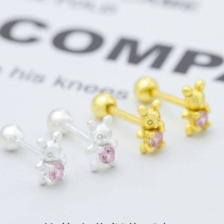 925 Sterling Silver Bear Stud Earrings