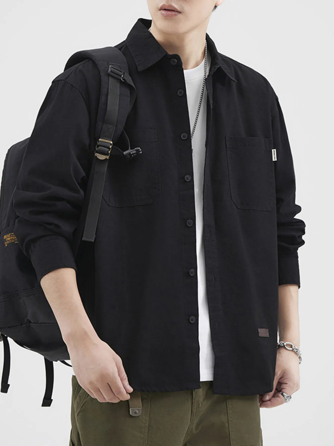 Men's Plus Size Button Up Long Sleeve Shirt