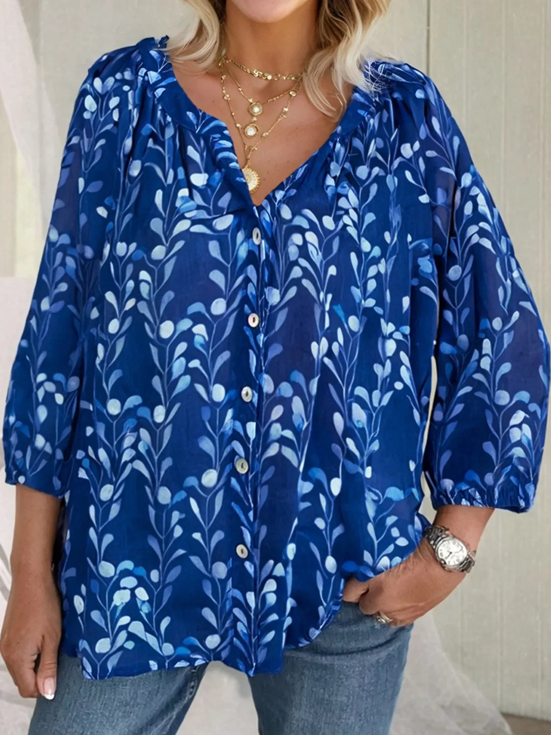 Botanical Print Button Up Shirt