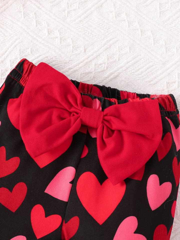Children's Letter Ruffled Trim Bodysuit and Pants Set with Headband