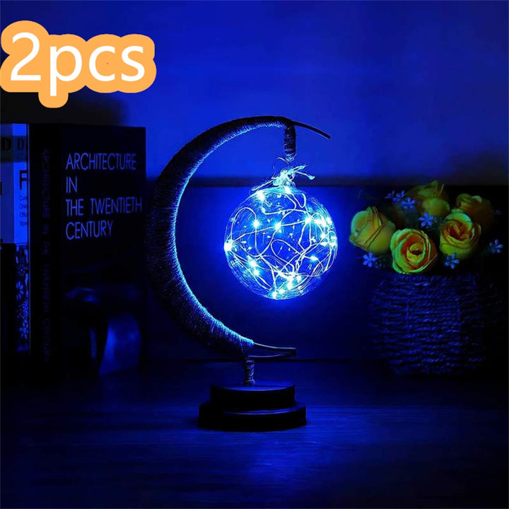 Led Moon Light Wrought Iron Ornament Light Star Shape Copper Wire Light Decorative Light USB Battery