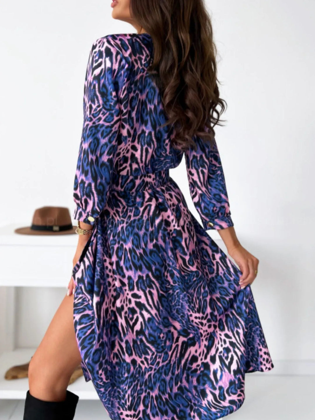 Printed Tie Waist Midi Dress