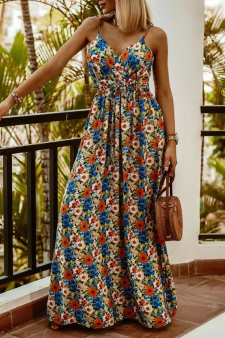 Printed Spaghetti Strap Maxi Dress