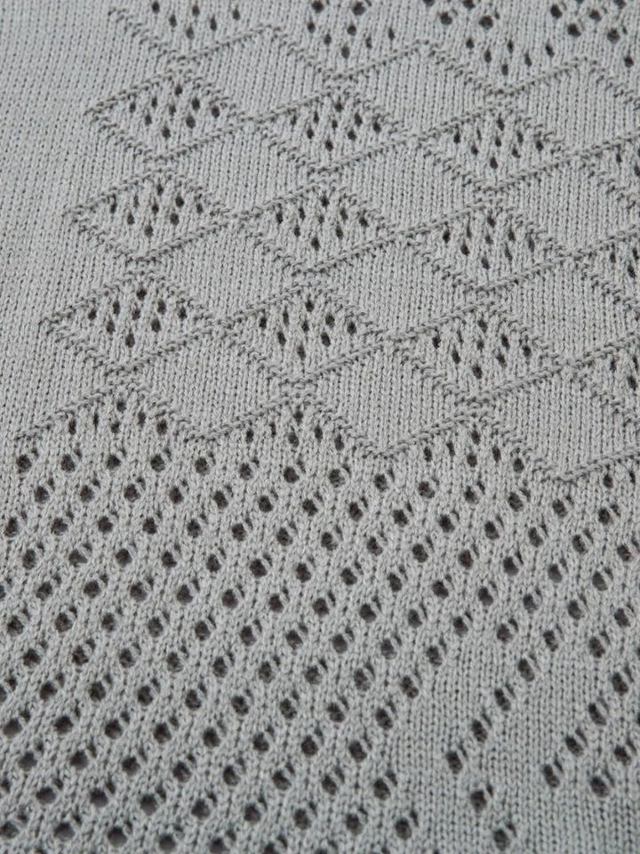 Men's Openwork Button Detail Knit Henley T-Shirt