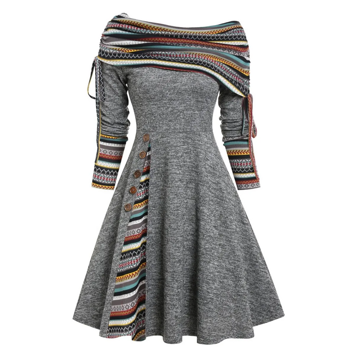 Cinched Striped Flare Dress
