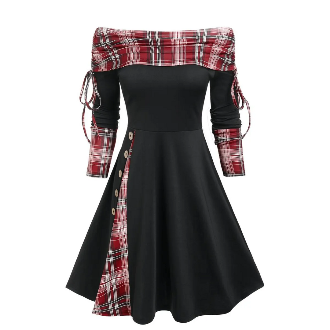 Cinched Striped Flare Dress