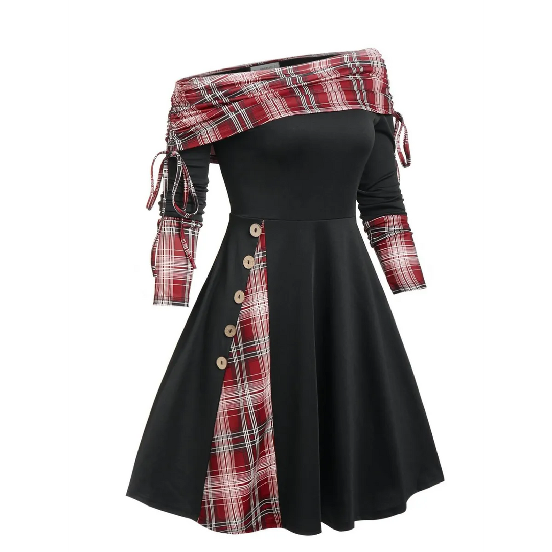 Cinched Striped Flare Dress