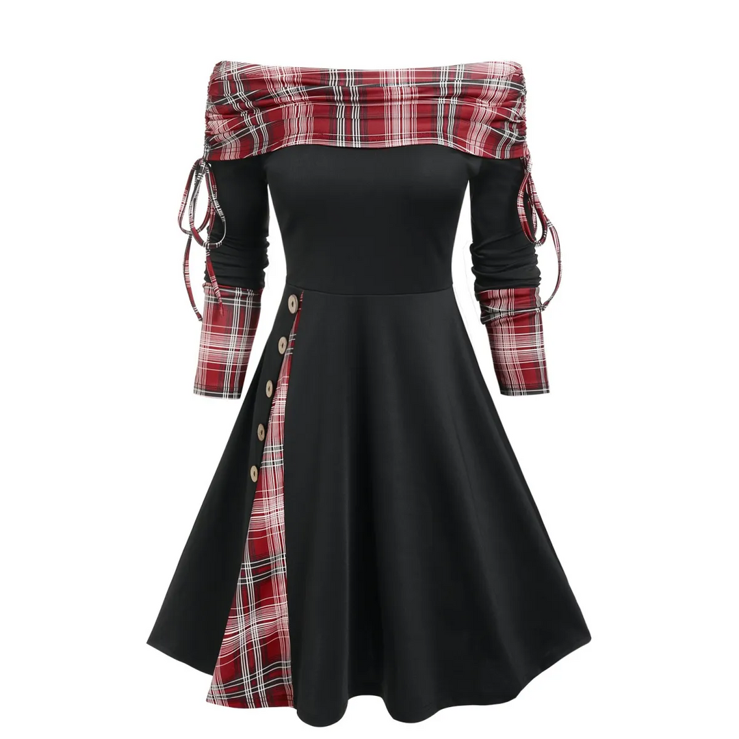Cinched Striped Flare Dress
