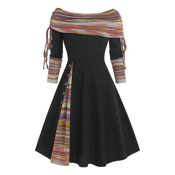 Cinched Striped Flare Dress