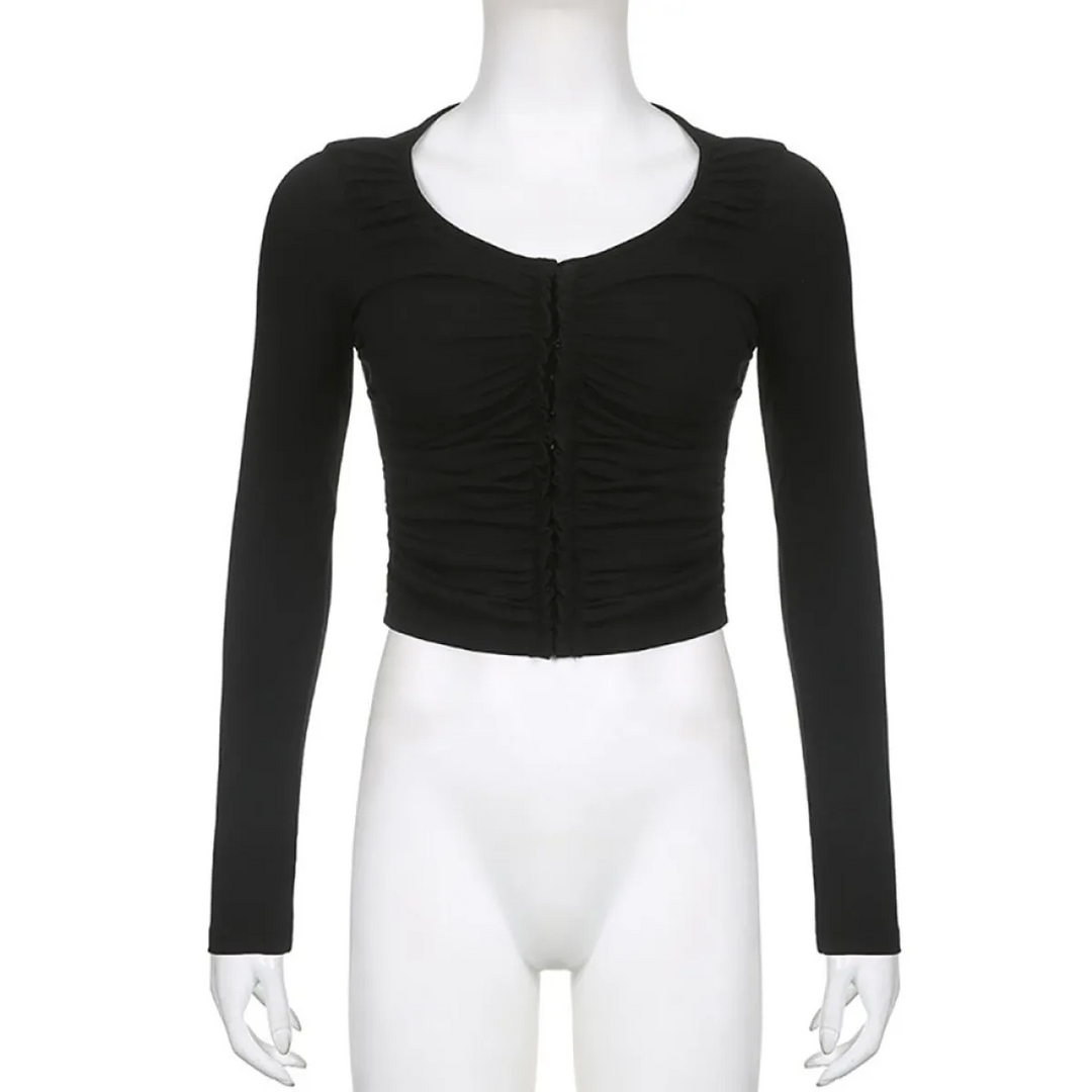 Coquette Ruched T-shirt With Hooks
