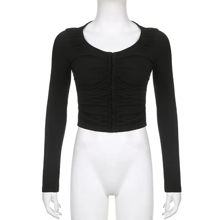 Coquette Ruched T-shirt With Hooks