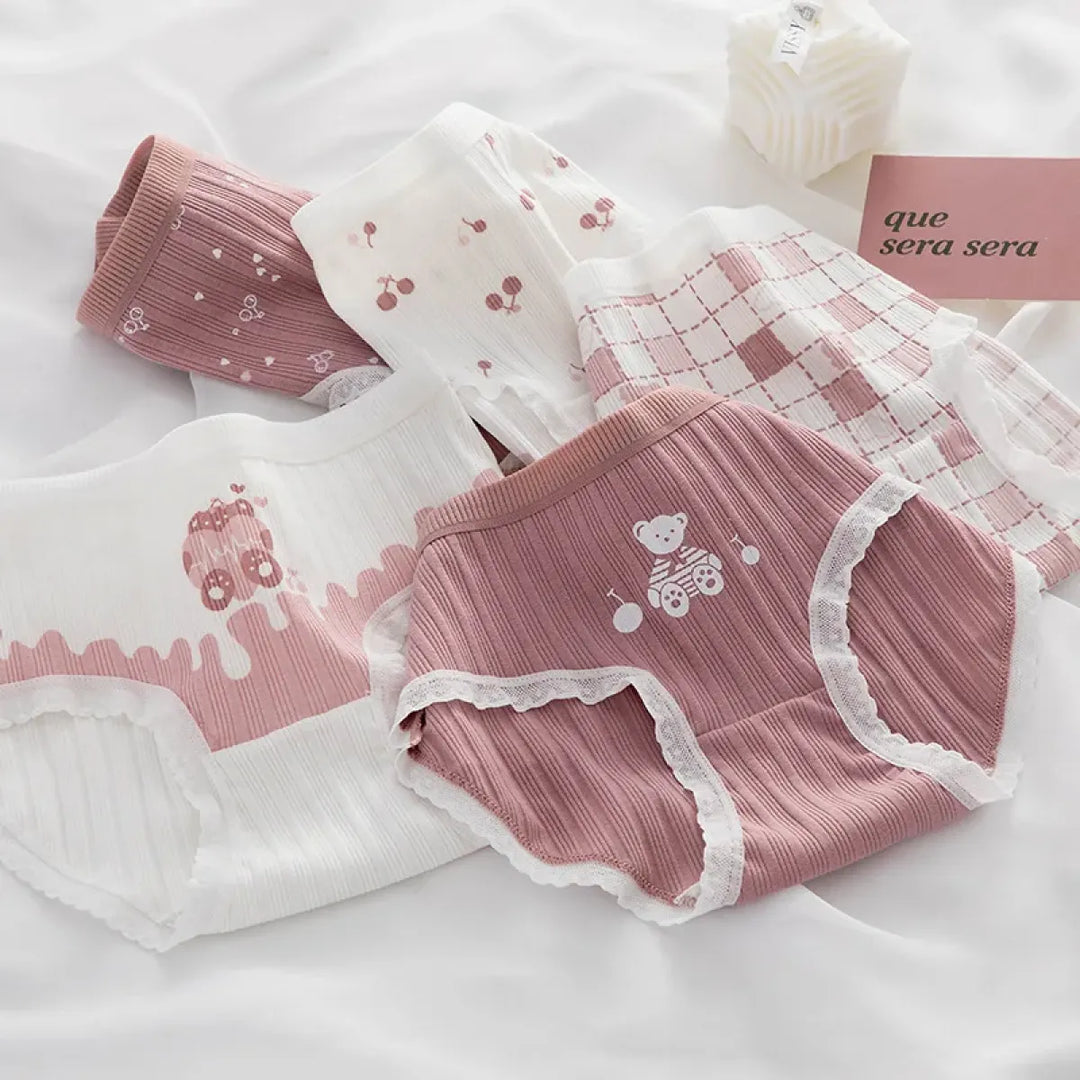 5-Pack Cotton Panties for Women - Plus Size Cute Soft Briefs Sexy Lingerie