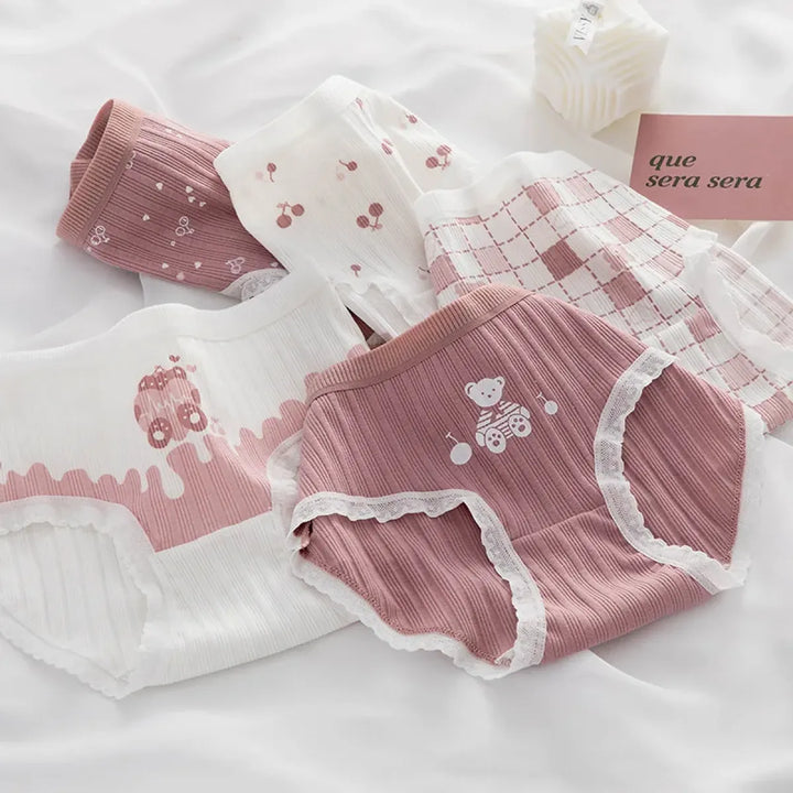 5-Pack Cotton Panties for Women - Plus Size Cute Soft Briefs Sexy Lingerie