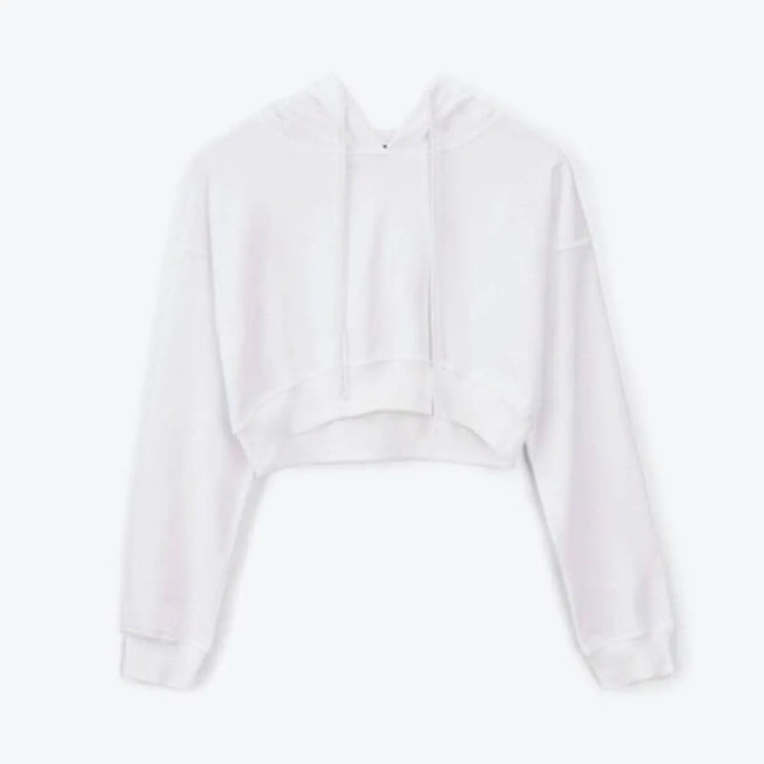 Solid Color Cropped Hoodie