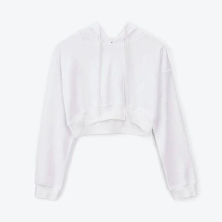 Solid Color Cropped Hoodie