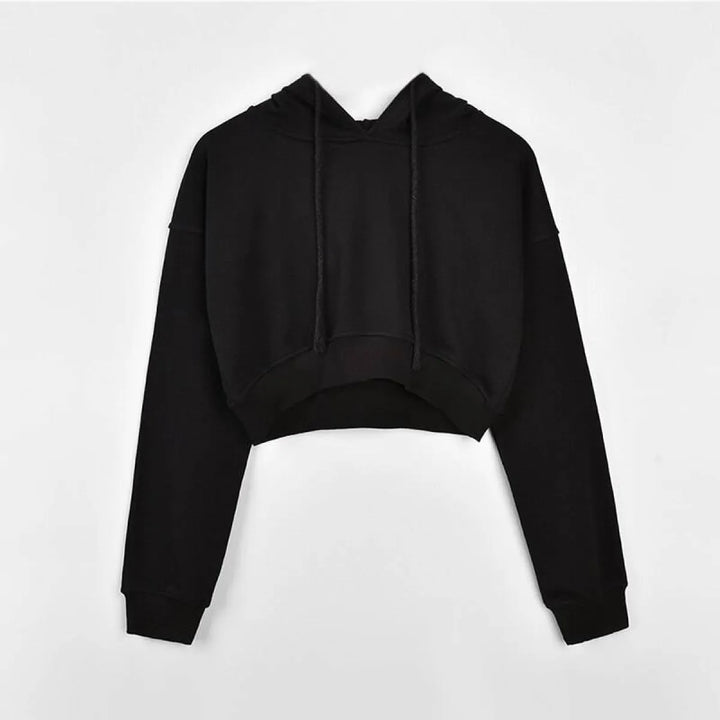 Solid Color Cropped Hoodie