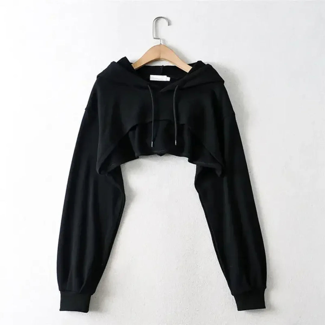 Cropped Hoodie with Raw Hem