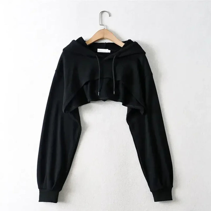 Cropped Hoodie with Raw Hem