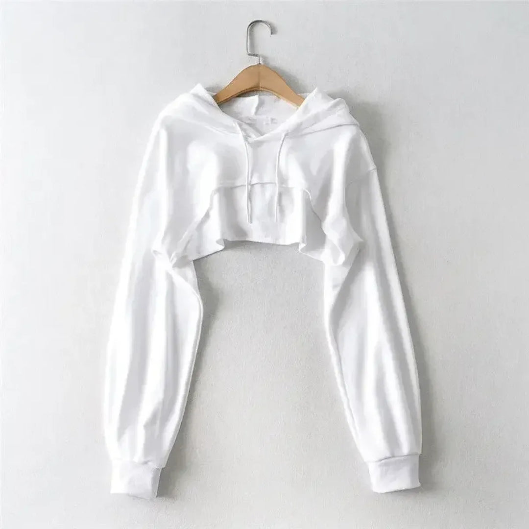 Cropped Hoodie with Raw Hem