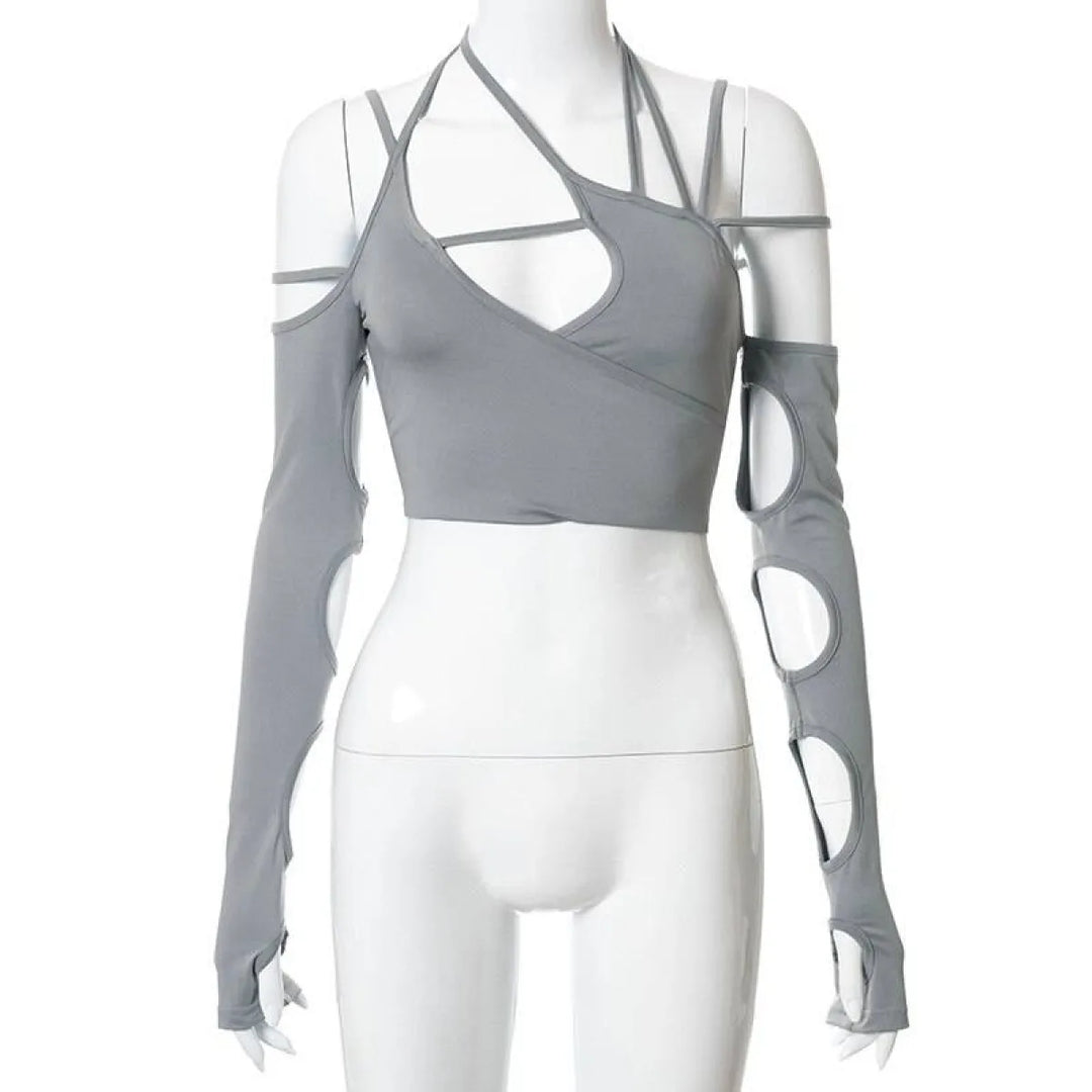 Cyber Punk Long Sleeve Crop Top