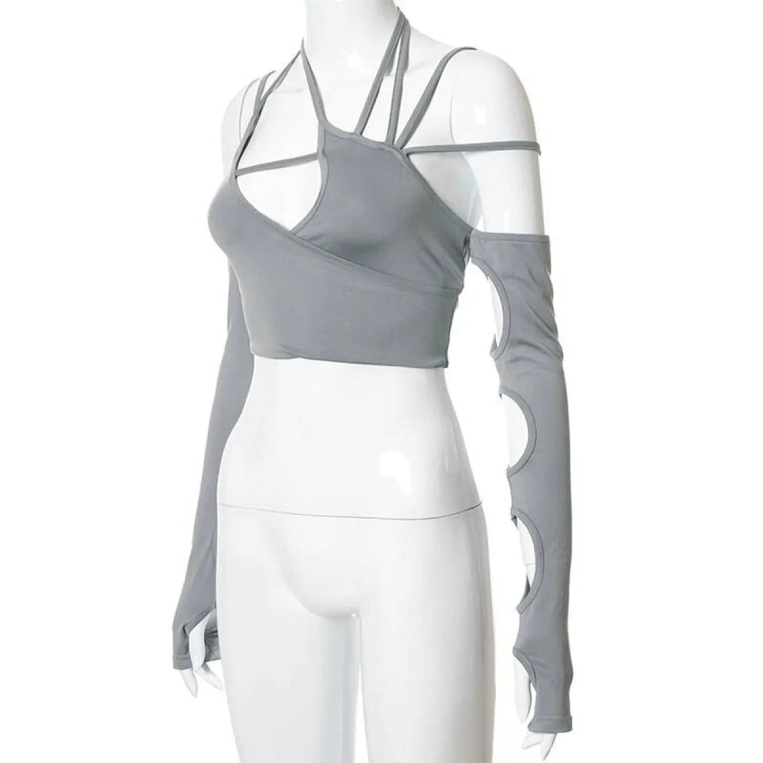 Cyber Punk Long Sleeve Crop Top
