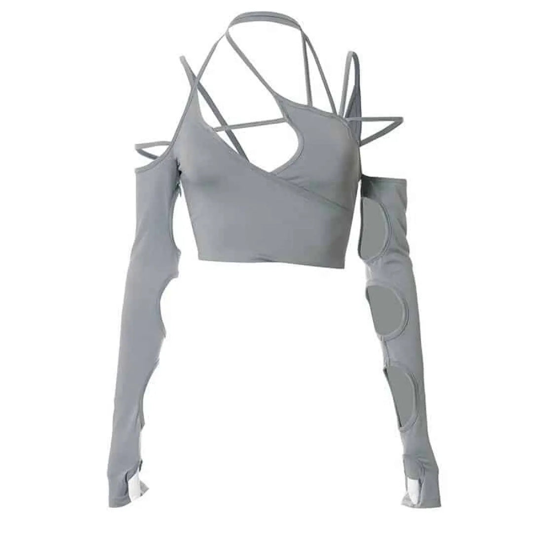 Cyber Punk Long Sleeve Crop Top