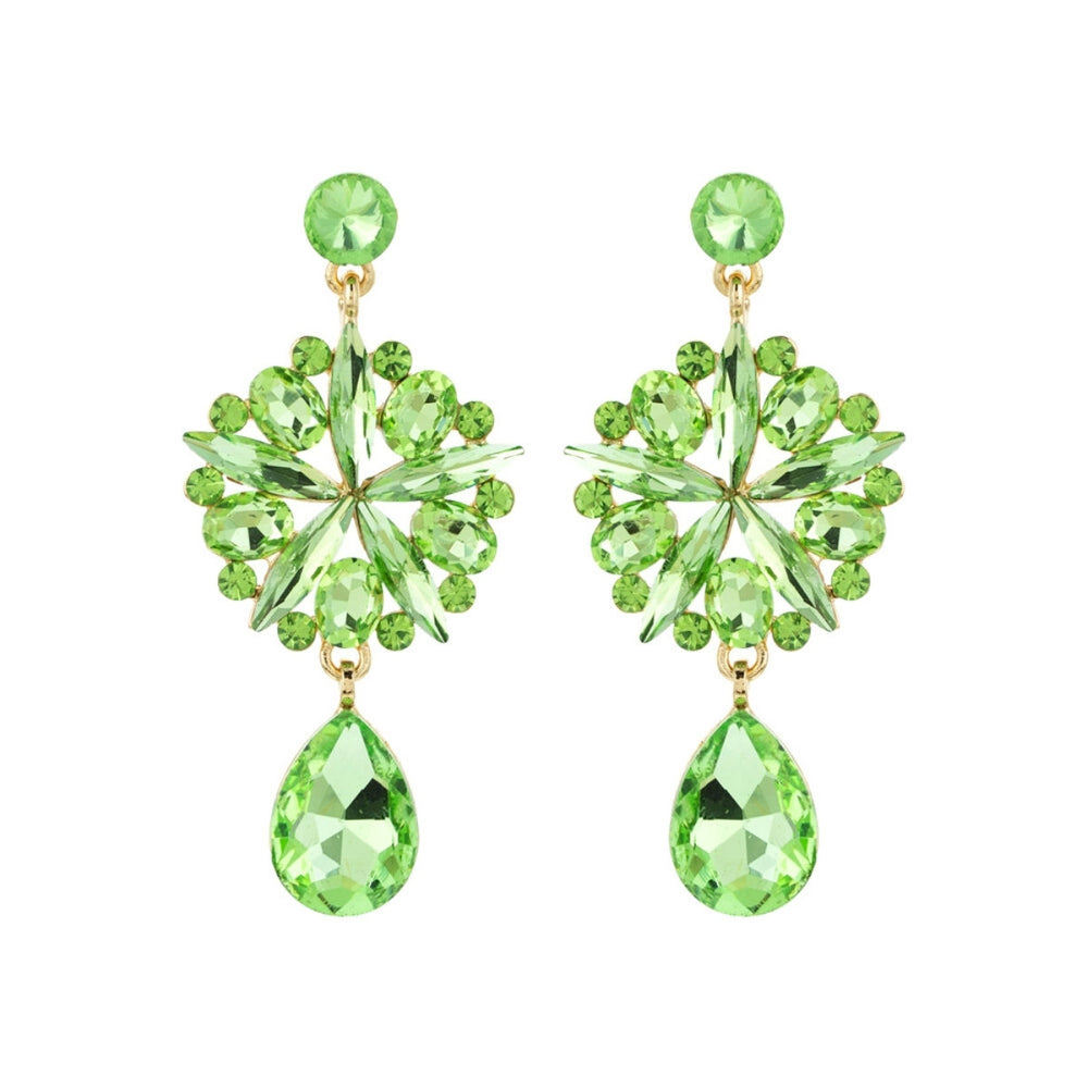 Lime Crystal Burst Earrings