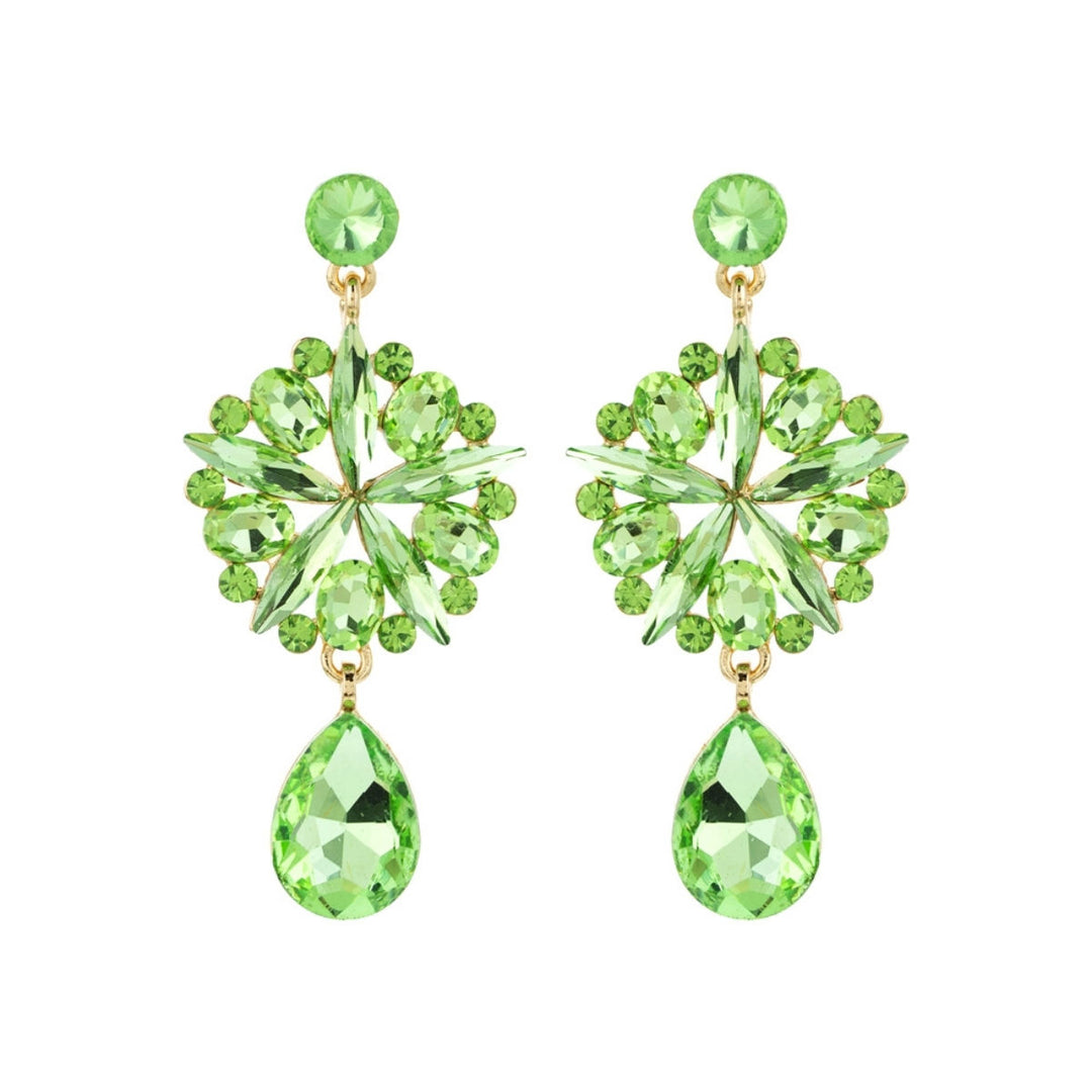 Lime Crystal Burst Earrings