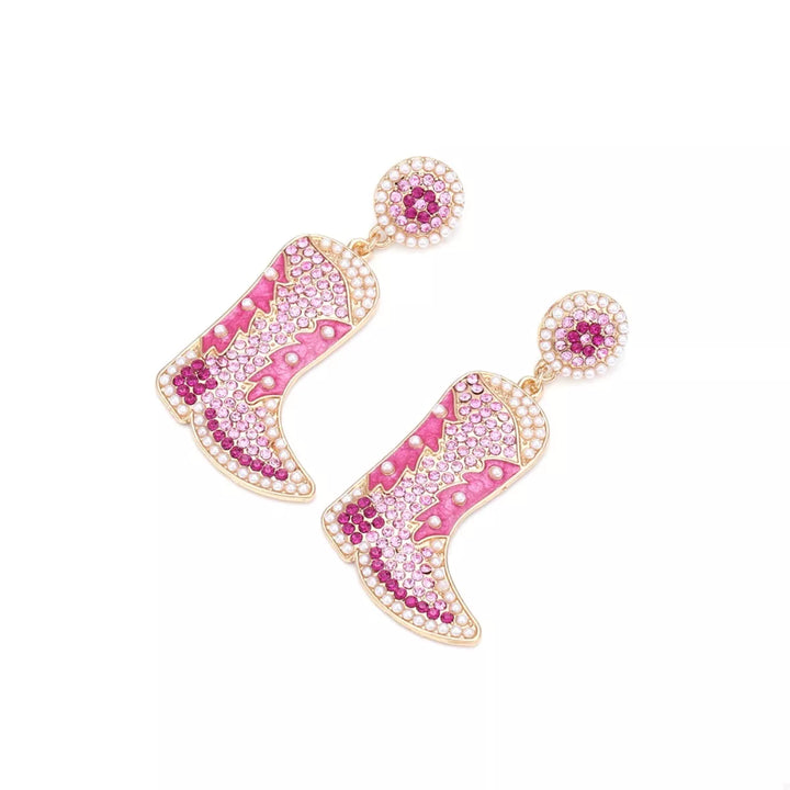Rhinestone Cowboy Boot Dangle Earrings