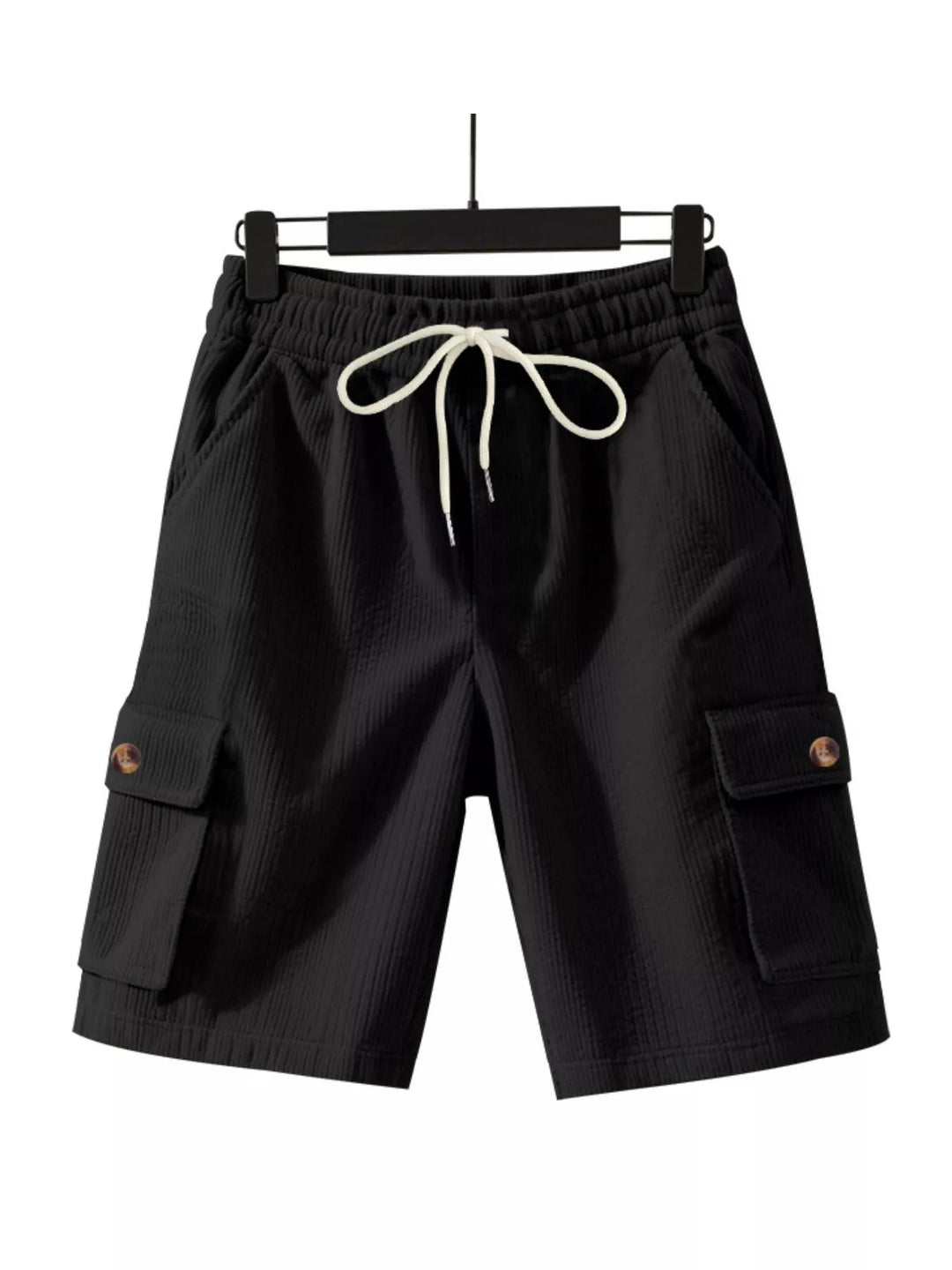 Men's Full Size Casual Textured Drawstring Cargo Shorts Plus Size