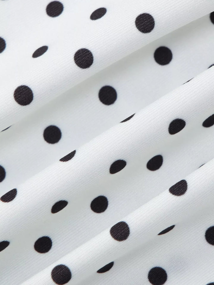 Polka Dot Ruched V-Neck Top