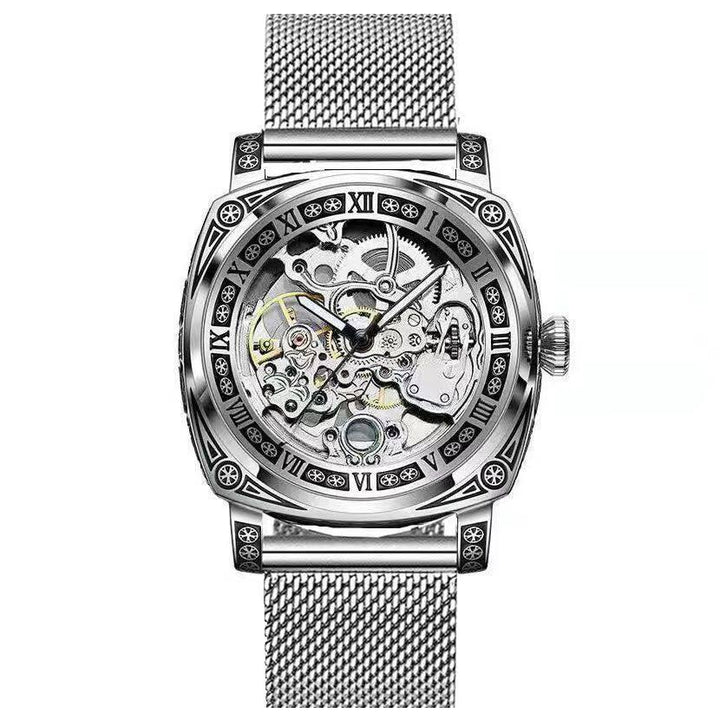 Carved Vintage Fashion Hollow Mechanical Automatic Mens Watch