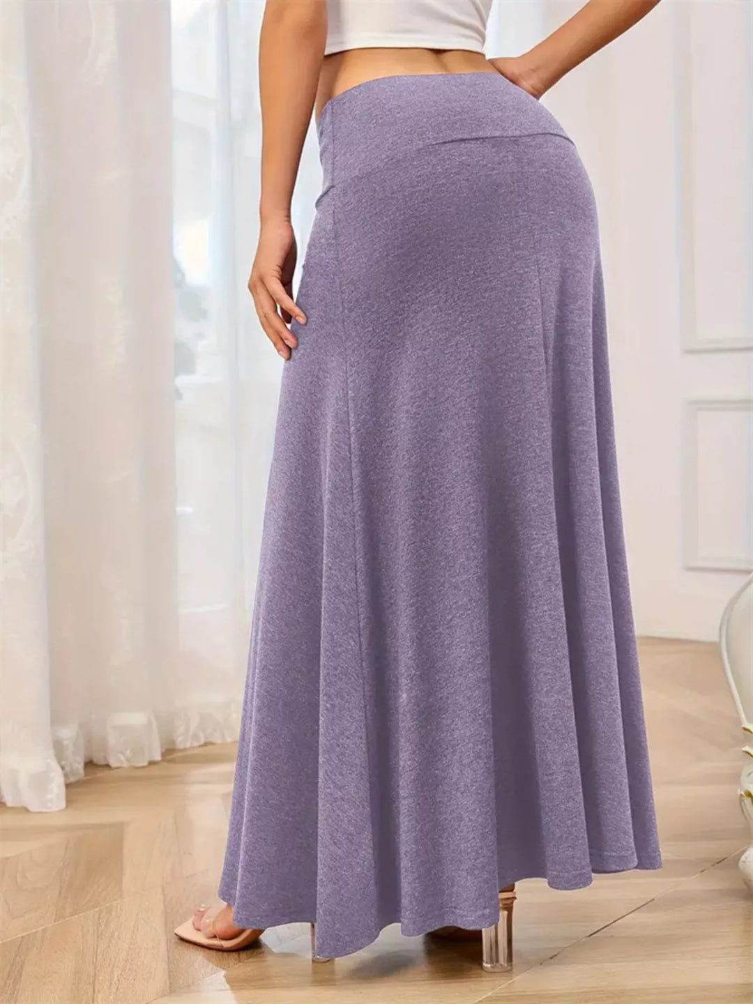 Flowy Maxi Skirt with Wide Waistband