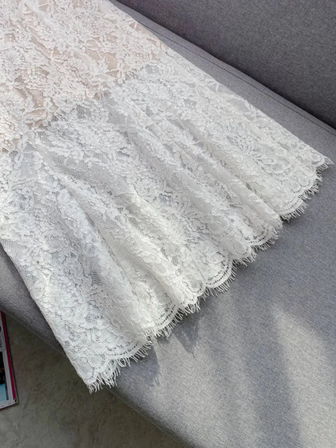 Lace Snap Down Top and Skirt Set