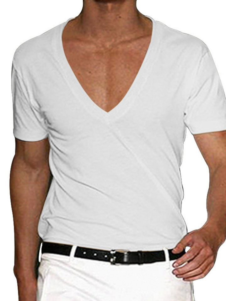Men's Plus Size Deep V-Neck Slim Fit T-Shirt