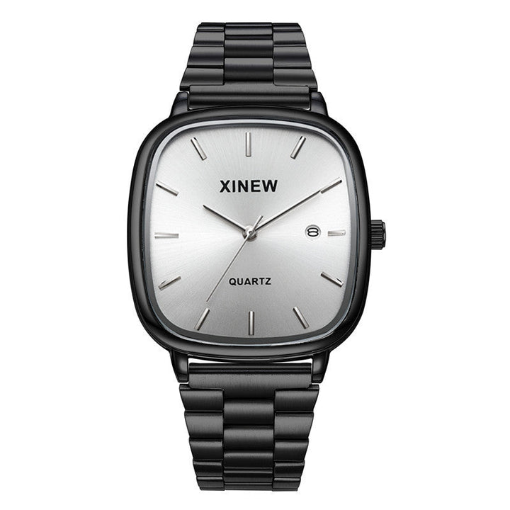 Fashionable Stainless Steel Strap Minimalist Calendar Quartz Watch