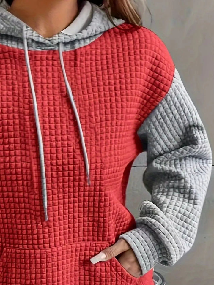 Full Size Textured Kangaroo Pocket Hoodie Plus Size