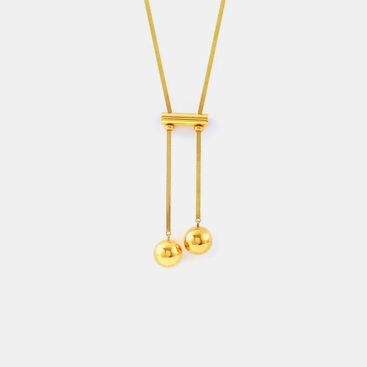 18K Gold-Plated Titanium Steel Hollow Bead Necklace