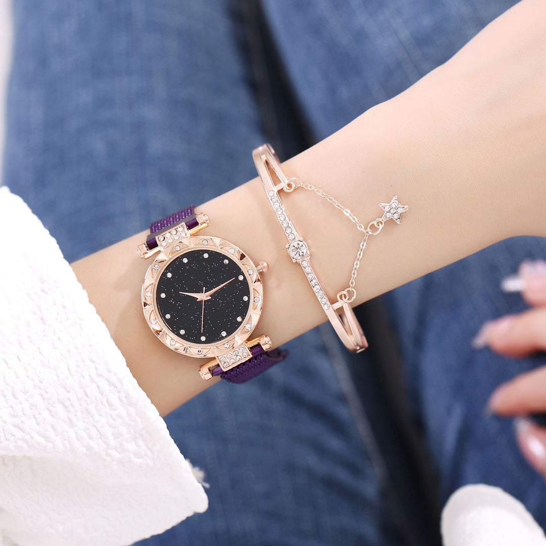 Magnetic Strap Set Womens Quartz Wristwatch