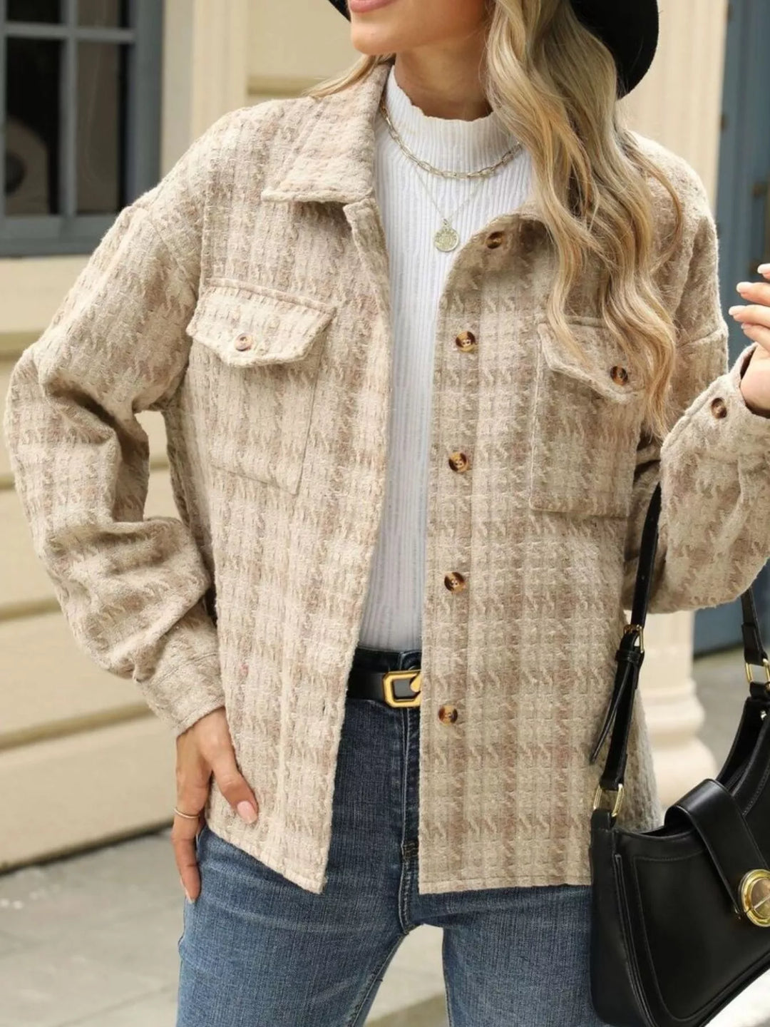 Plaid Button Up Long Sleeve Jacket