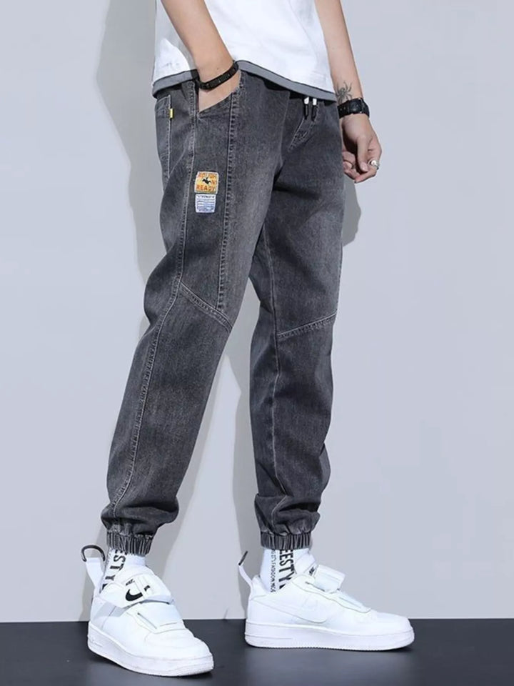 Men's Plus Size Washed Jeans with Pockets