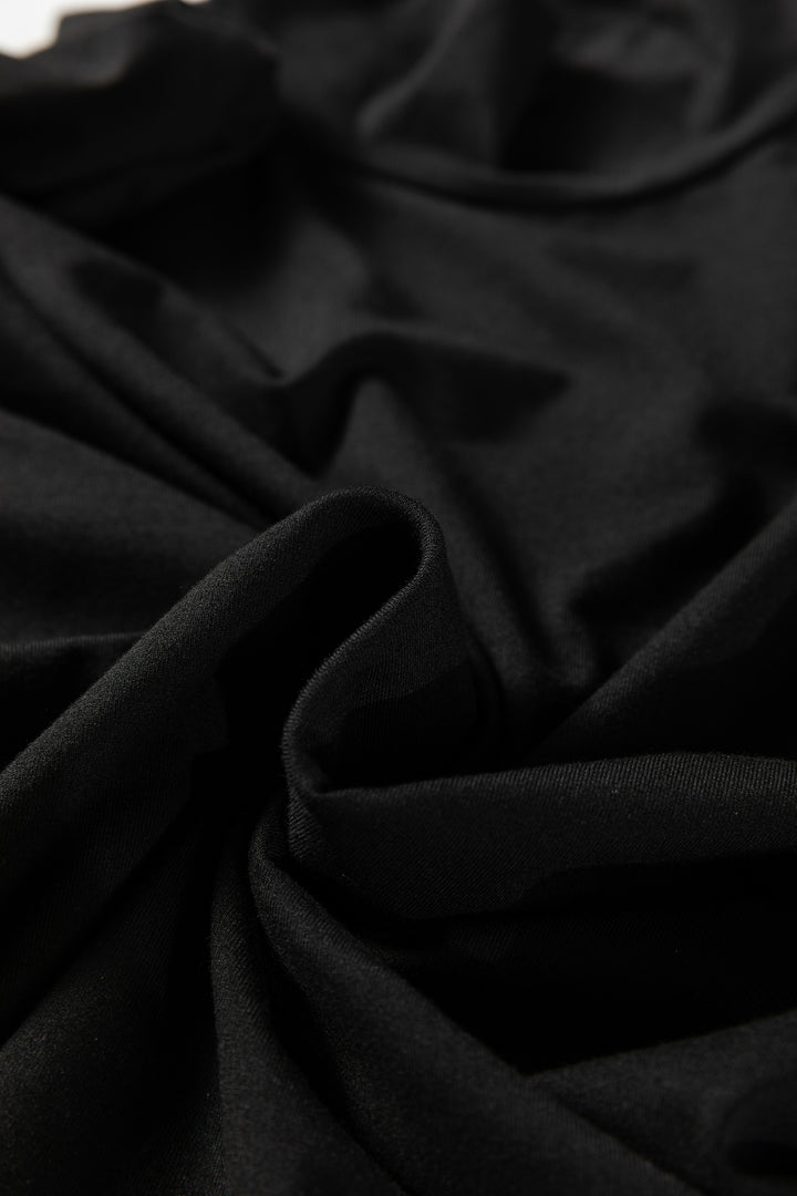 Black Slim Fit High Neck Long Sleeve Basic Top