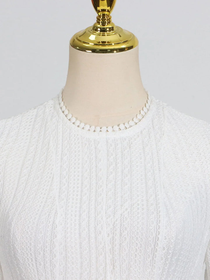 Layered Round Neck Long Sleeve Dress
