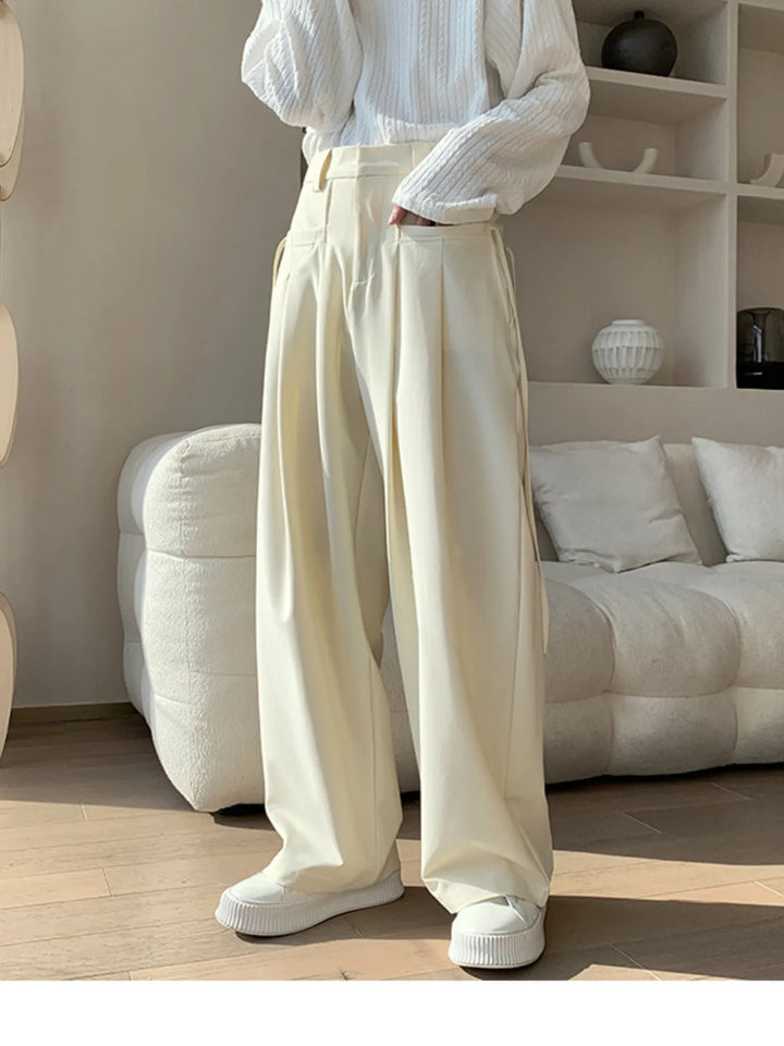 Men's Full Size Wide Leg Pleated Casual Pants Plus Size