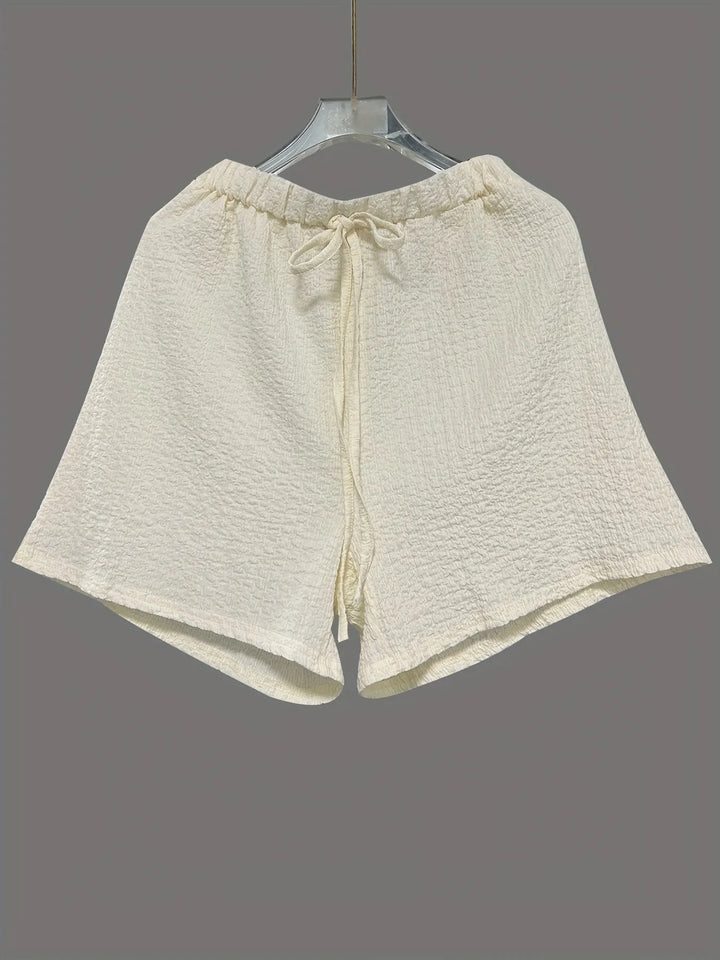 Tie Front Long Sleeve Top and Shorts Set