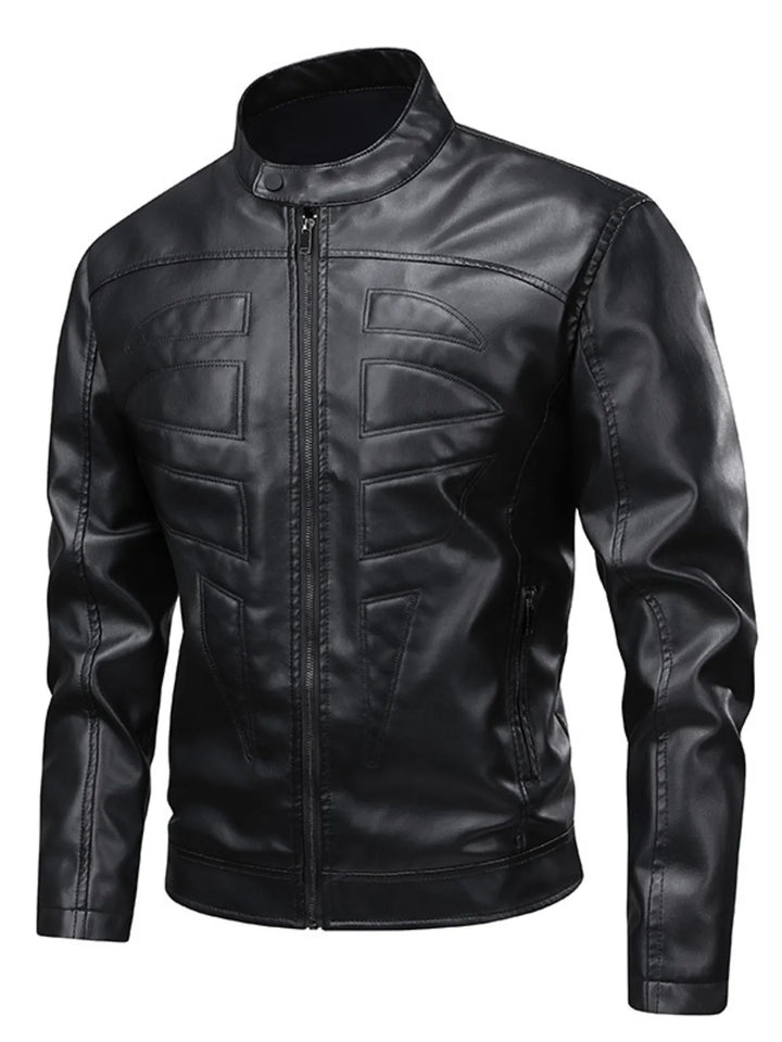 Men's Full Size Leather Zip Up Jacket Plus Size