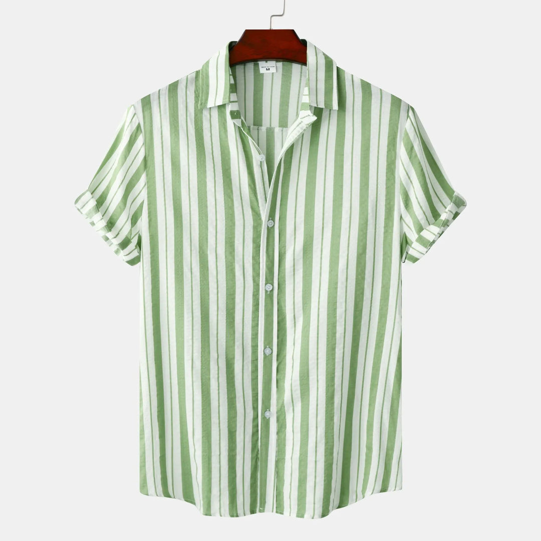 Men's Plus Size Striped Short Sleeve Shirt